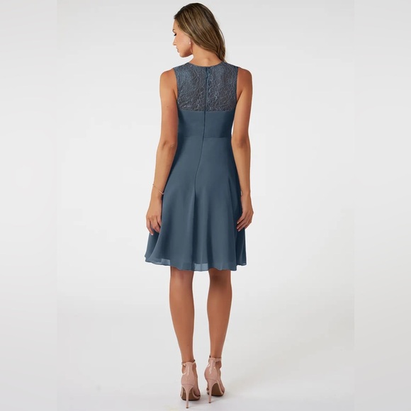 NWT AZAZIE VINA
A-Line Lace Chiffon Dress 
Size A6
Color Neptune - Picture 6 of 11